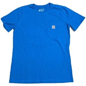 Carhartt Short Sleeve T Shirt Women's Size S Blue Cotton Pockets
K87